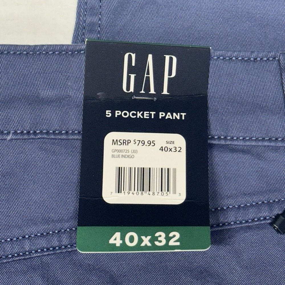 Gap Men's Slim Fit 5 Pocket Pant Size 40x32 Blue Indigo - Picture 4 of 4